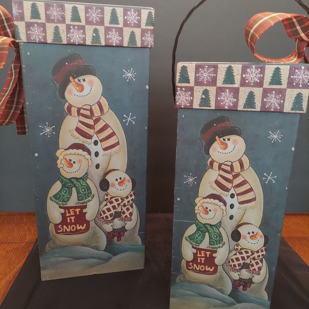 Home Interiors decorative snowman boxes